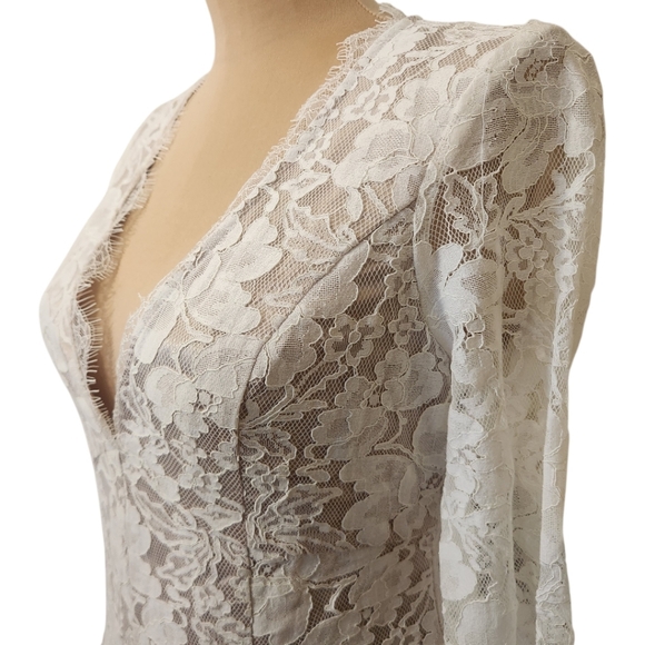 LULUS "Express Your Love" Long Sleeve Lace Romper - Size M - Picture 9 of 17